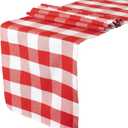 Buffalo Check Table Runner 13''x108'' Red and White Cotton Checkered Table Runner Buffalo Plaid Table Cover for Family Dinners Plaid Table Runner for Farmhouse