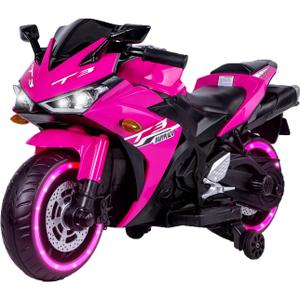 TAMCO Kids Electric Motorcycle with Training Wheels, Light Wheels, Ride On Motorbike, Speed by Hand, Music Function, Max Load 66LB (Pink)