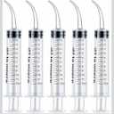 Wisdom Teeth Syringe, 5 Pack Irrigation Dental Syringes with Measure Scale & Curved Tip for Dental Care Liquid Oral Tonsil Stone