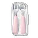 OXO Tot On-The-Go Fork and Spoon Set, Blossom | Toddler Utensils, Baby Food Utensils, Compact Travel Case, Stainless Steel, Meals On-the-Go, Baby Registry, Dishwasher Safe