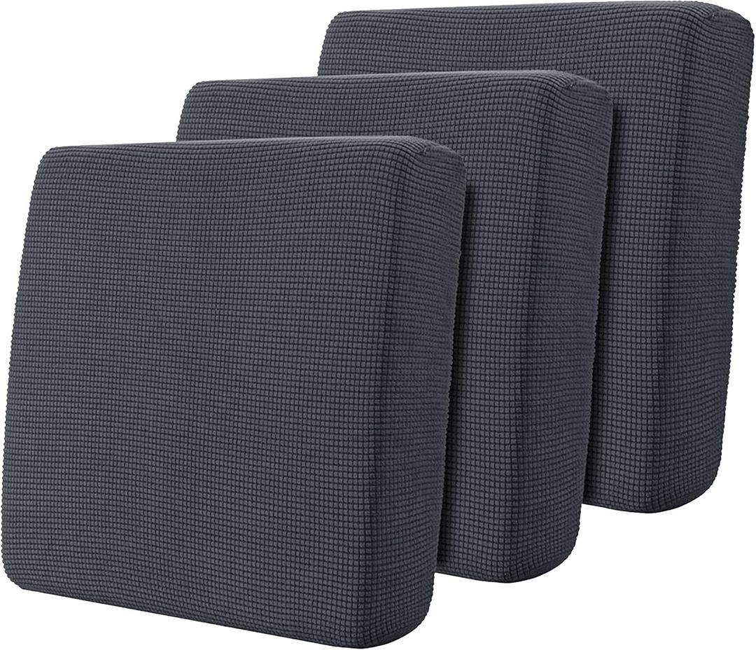 Hokway Stretch Couch Cushion Slipcovers Reversible Cushion Replacement Slipcovers Sofa Cushion Covers(Gray, 3) (Grey)