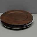 Mifoci 12 Pcs Faux Wooden Charger Plates 13 Inch Round Rustic Plastic Plates Antique Design Bulk Decorative Chargers for Dinner Tray for Wedding Dinner Table Farmhouse Party Event (Dark Brown)