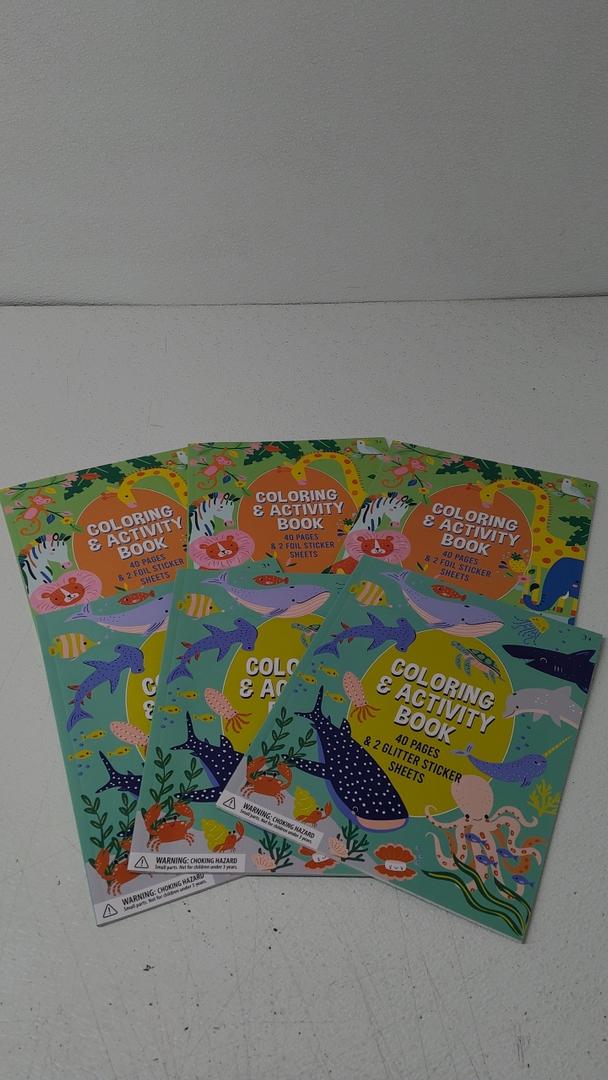 Coloring & Activity Book For Kids, 40 Pages & 2 Glitter Sticker Sheets, Pack of 6