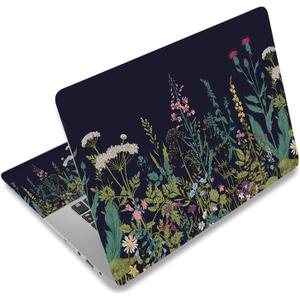 Laptop Skin Sticker,13.3 14 15 15.4 15.6 inch Laptop Skins,Universal Vinyl Decal,Dustproof Scratch Resistant Reusable Cover Protector with Free 2 Wrist Pads (Flower in Black Background)