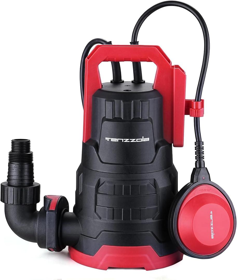 Sump Pump, 1HP 3960GPH Submersible Utility Water Pump with Float Switch, Thermoplastic Portable Water Removal Transfer Pump with 16.4FT Cord for Swimming Pool Basement Garden Pond Draining