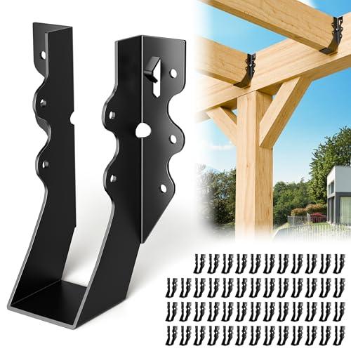 25 Pcs Black 2x6 Joist Hanger,LU26 18 Gauge Double Shear Face Mount Joist Hanger, Hurricane Ties for Rafters Tie Brackets Great for Floor Deck and Ceiling Joists