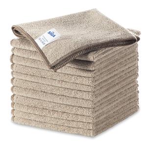 MR.SIGA Microfiber Cleaning Cloths, All-Purpose Surface Microfiber Towels, Streak Free Cleaning Rags, Pack of 12, Wheat, Size 32 x 32 cm(12.6 x 12.6 inch)
