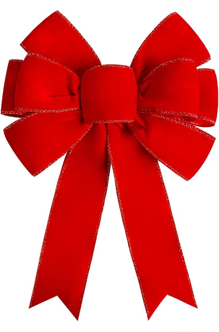 Red Christmas Bows Large Velvet Bow for Wreaths, Tree, Outside Decorating, Outdoor (12 * 14 inch)