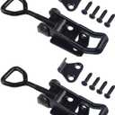 2 PCS Adjustable Metal Toggle Latch Clamps Heavy Duty Quick Release Hasp Latch with Lock Hole 180KG/ 396lbs Holding Capacity Catch Kit for Gate Cabinet Door Box Case, Black, Medium