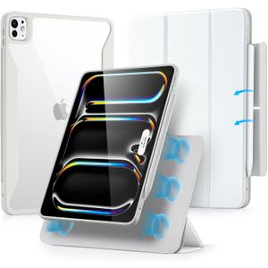 ESR for iPad Pro 13 Inch Case (M5/M4) 2025/2024, Removable Magnetic Cover, Vertical Stand, Fully Supports Pencil Pro and Pencil(USB-C), Rebound 360 Series, Brilliant White