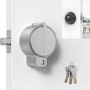 AST Round Deadbolt Lockout Device, No Drill Install, Protect Keyhole, Toddler Proof Deadbolt Cover, Safety Lock for Doors, Door Secure, Home Security Reinforcement (Matte Silver with Brass Keys)