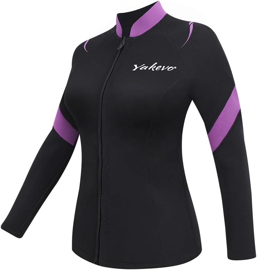 Wetsuit Top Men Women 2mm 3mm Neoprene Wetsuit Jacket Long Sleeve Wet Suit Tops Front Zip Warm Wets Suit Jackets Shirts Stretch for Snorkeling Swimming Surfing Scuba Diving Water Sport, Large