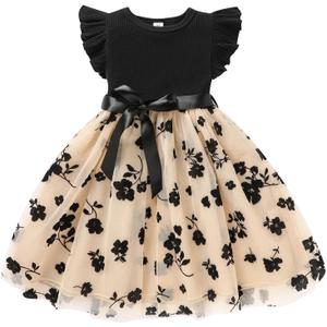 Sinhoon Toddler Girl Tulle Dress Summer Ruffle Sleeveless Baby Girl Fashion Casual Dresses (4T, Black)