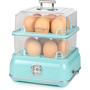 Nostalgia CLEC14AQ Retro Premium 14 Capacity Electric Large Hard-Boiled Egg Cooker, Poached, Scrambled, Omelets, Whites, Sandwiches, for Keto & Low-Carb Diets, Aqua