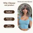 Ombre Gray Short Wigs Human Hair Bob with Bangs for Women - Wavy Curly Heat Resistant Shoulder Length Everyday Stylish Look (Ombre Blonde,16 Inch)