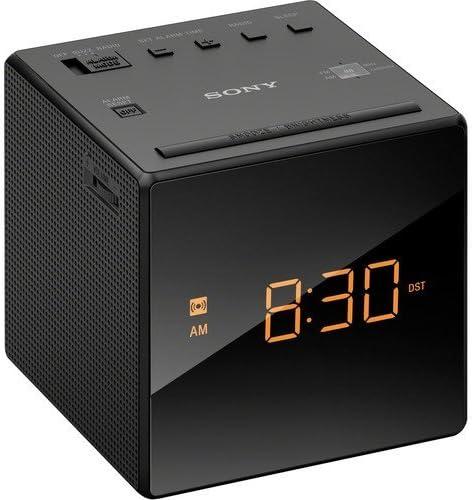 Sony Compact AM/FM Alarm Clock Radio Battery Back-Up, Adjustable Brightness Control, Programmable Sleep Timer, Daylights Savings Time Adjustment, Black Finish, Large