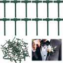 Ouligay 100PCS Boutonniere Pins T-Shaped Corsage Pins for Men Women Plastic Safety Clips for Bride Groom Tiny Safety Pin Brooch for Flower Bouquets Wedding Festivals Birthday
