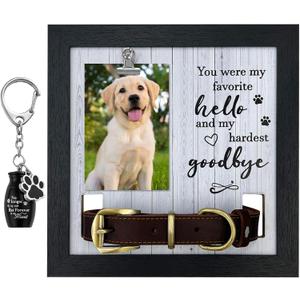 Dog Frames for Pictures Memorial, Personalized Pet Picture Frame Memorial Gifts for Loss of Dogs, Pet Collar Frame with A Pet Dog Urns Keychain