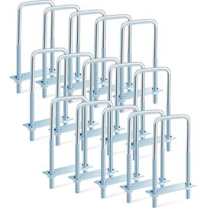 Dunzy 15 Pcs Square U Bolts Zinc Plated, Heavy Duty Carbon Steel U Bolt Industrial and Scientific Supplies for Boat Trailer Tube, Rectangular Wood and Metal Objects (3/8'' X 3'' X 7'')
