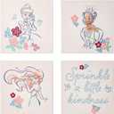 Disney Princess 4 Pack Square Canvas Wall Art Set, 11''x11'' each