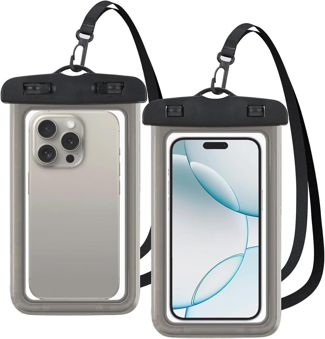 Under Water Phone Case for Filming,IP68,Fit Up to 6.8" Waterproof Under Water Phone Case with Compatible with iPhone 13 14 15 Pro Max,2PCS Black