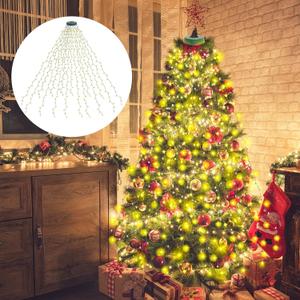 Kedoxi Christmas Tree Lights with Ring 16 Strings 400 LEDs, Xmas String Lights with Timer 6.6FT Easy to Install, Christmas Lights Fairy Tree Light 8 Mode for Xmas Fir Pine Party Decoration Warm White