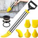 DUXINN Stainless Steel Cement Mortar Grouting Gun, Reusable Caulk Gun Grout Gun with 5 Nozzles, Caulking tools perfect for Grouting, Sealing, and Joint Filling