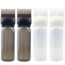 4 PCS Root Comb Applicator Bottle, Oiling & Dye Shampoos Hair Salons - 6oz (2blk+2wh)