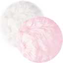 2Pack 12 Small Faux Fur Cushion Fluffy Plush Area Rug, Small Product Photo Background & Luxury Photo Props, Great for Tabletop Photography, Jewelry, Nail Art, Home Decor (Round, White + Pink) (Round, White + Pink)