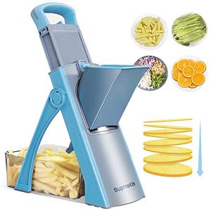 SupMaKin Upgrade Safe Mandoline Slicer Plus, Vegetable Chopper, Potato Slicer, Food Slicer Onion Chopper, Fry Cutter, Veggie Salad Dicer Kitchen Chopping Artifact Gifts (Blue) : Home & Kitchen