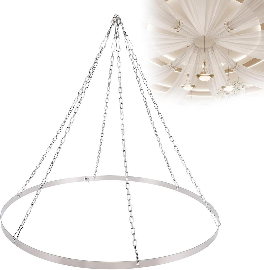 24 Inch Ceiling Drapes Hanging Kit, Stainless Steel, for 6 Panels