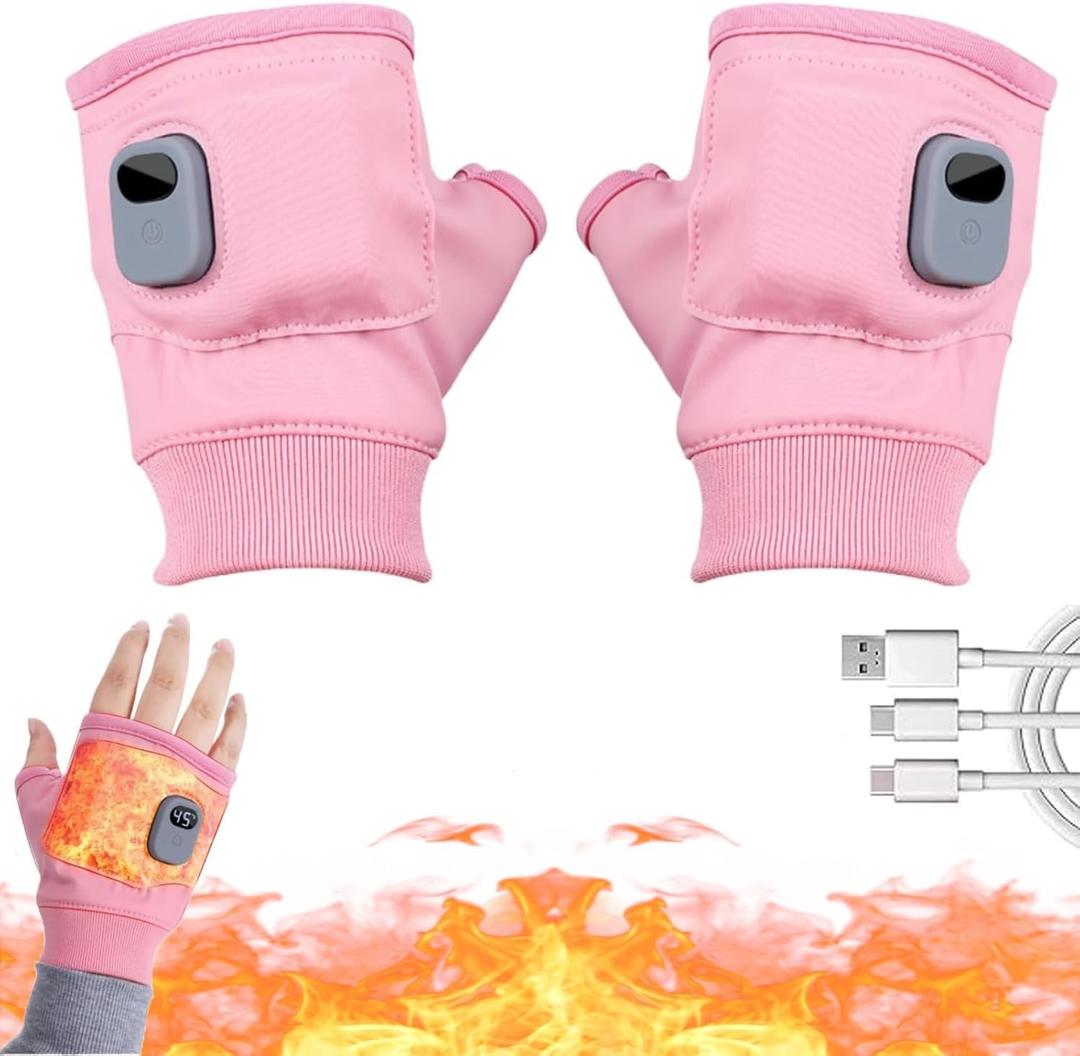 Portable Heating Gloves with Digital Display, 2026 New Adjustable Heating Gloves, 45-55C, 2000mAh Rechargeable Heated Gloves,Smart Thermostatic Heated Fingerless