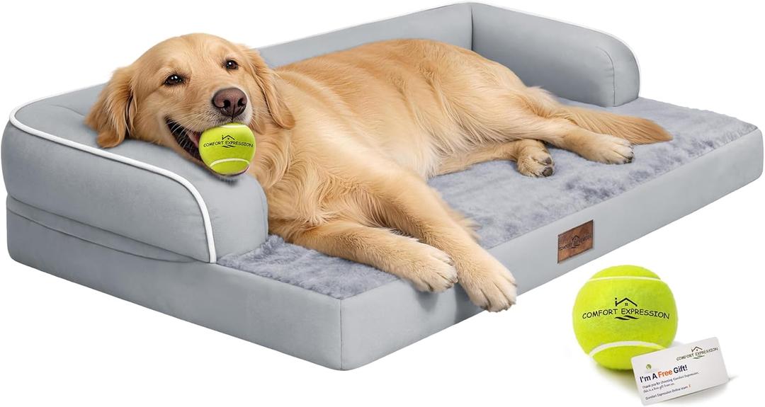 Comfort Expression Extra Large Dog Bed Orthopedic - XL Washable Pet Bed for Big Dog Waterproof Pet Couch Memory Foam Sofa Bolster with Removable Cover - 42 x 30