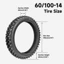 FVRITO 60/100-14 2.50-14 + 80/100-12 3.00-12 Tire and Inner Tube for 90cc 110cc 125cc SSR CRF XR70 CR60R KLX110 KX60 DRZ DS80 JR80 PW80 TTR90 YZ60 65SX Off Road Motocross Pit Dirt Bike