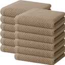 Homaxy 100% Cotton Waffle Weave Kitchen Dish Towels, Ultra Soft Absorbent Quick Drying Cleaning Towel, 13 x 28 Inches, 12-Pack, Tan