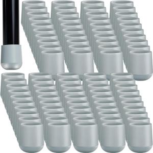 Taiyin 144 Pcs Folding Chair Leg Caps, 7/8 Inch Heavy Duty Plastic Round Chair Covers, Grey Furniture Leg Feet for Hardwood Floor Protectors