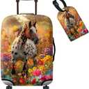 Luggage Cover Suitcase Protector + Tag, Spotted Horse Garden Travel Suitcase Cover for 18-20 inch Luggage (S) with Concealed Zipper, Washable Elastic Cloth, Dustproof, Anti-Scratch