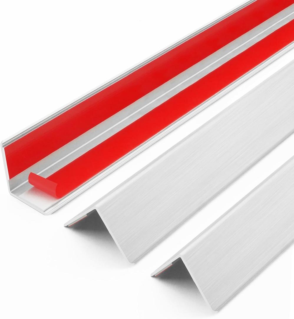 10pcs 48" L*0.98" W Aluminum Self-Adhesive Wall Corner Protectors, Wall Furniture Bumper, Safety Baby Proofing Corner Cushion Table Edge, Wide Coverage and Easy to Install - Silver