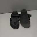 Leather Sandals for Womens w/Strap Non Slip Platform Sandals w/Memory Foam Comfortable Summer Slide Sandals -39, 7, Black