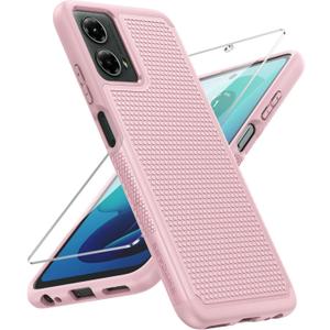 FNTCASE for Motorola Moto G-5G-2024 Case: Dual Layer Heavy Duty Cell Phone Protective Cover Shockproof Rugged with Non-Slip Textured - Military Drop Protection Bumper Tough Case (Pink)