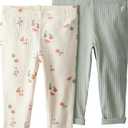 little planet by carter's Baby 2-Pack Terry Pants Made with Organic Cotton (Mint, Fruit Print)