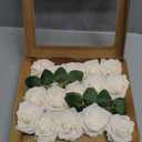 Ling's moment Artificial Flowers 15Pcs Cream Roses Decor w/Stems,3" Real Touch DIY Foam Floral for Wedding Bouquet/Centerpieces, Outdoors Party Backdrop, Room/Table, and Garden/Pot Decorations