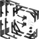 2 Sets Anti Sag Gate Kit Heavy Duty No Sag Kit Gate Corner Brace Bracket for Wooden Fence Gate with Self-Locking Gate Latch (Double Door Set)