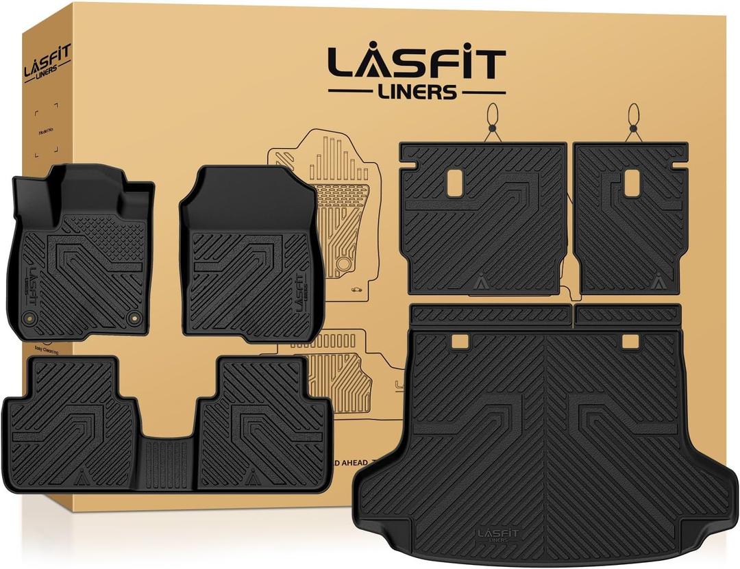 LASFIT Floor Mats & Cargo Mat with Backrest Mat for Honda HRV 2026 2025 2024 2023 Sport/LX/EX-L & for Acura ADX 2025-2026, All Weather TPE Custom Fit HR-V Floor Liner Accessories Full Set, Black