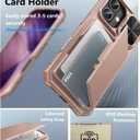 ATATOO for iPhone 17 Case with Card Holder (Store 3-5 Cards) & [RFID Blocking] & Slide Lens Cover, Military Grade Protection, Silicone Protective Wallet Cover Case for iPhone 17 6.3" 2025, Rose Gold