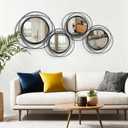 4 Set. Circle Mirrors for Wall Decor for Living Room Bedroom Bathroom Entryway Metal Round Mirror Decorative Hanging Mirrors Sun Bohemian Geometric Accent Sculpture -Black 11 in/9.2 in