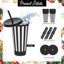 Cinrobiye 24 PCS Christmas Party Favors Xmas Plastic Cups with Lid Straw 24 oz Reusable Plastic Drink Cups Bulk Water Bottle Coffee Mug for Winter Holiday Party Supplies Classroom Gifts (24, black)