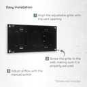 Vent Systems 8" x 4" Inch (Outer Dimensions) Metal Air Vent Grille - Black Adjustable Register Vent Cover - Open/Close Air Supply Intake Wall Vent - Heating/Cooling Ceiling Grille for House, Garage