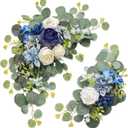 Artificial Wedding Arch Flowers for Wedding Sign,Set of 2 for Wedding Welcome Ceremony Sign,Faux Floral Swags,Wedding, Banquet and Reception Backdrop Floral Decoration (Blue)