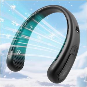 Portable Neck Fan, Hands-Free Bladeless Fans, 360Airflow, 4000 mAh Battery Operated Wearable Personal Fan, Twistable, Rechargeable Fans for Outdoor Indoor, Birthday Gifts for Men Women-Black